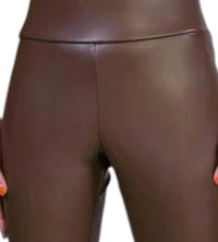 Frank Lyman Faux Leather Leggings in toffee - women's pants - detail view