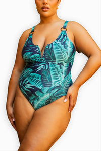 Fashion Szn Curve - Trim Detail Sculpting Swimsuit - Plus Size
