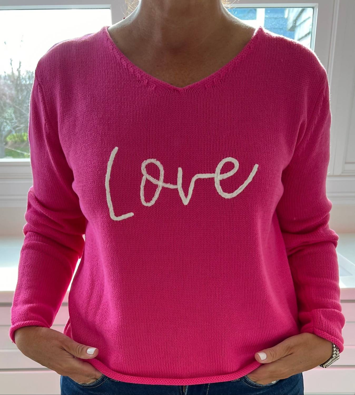 Pearls & Camo - Love V-Neck Sweater