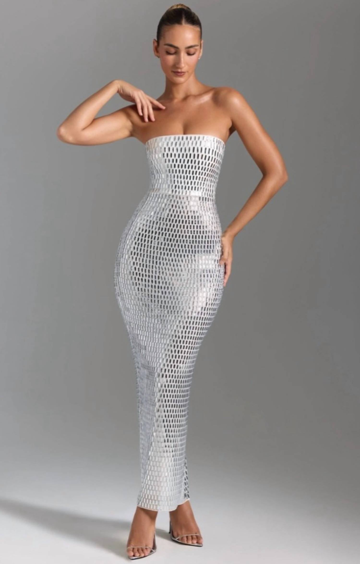 Oh Polly - Amaya Embellished Bandeau Maxi Dress