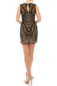 Aidan Mattox - Sleeveless Embellished Mesh Dress