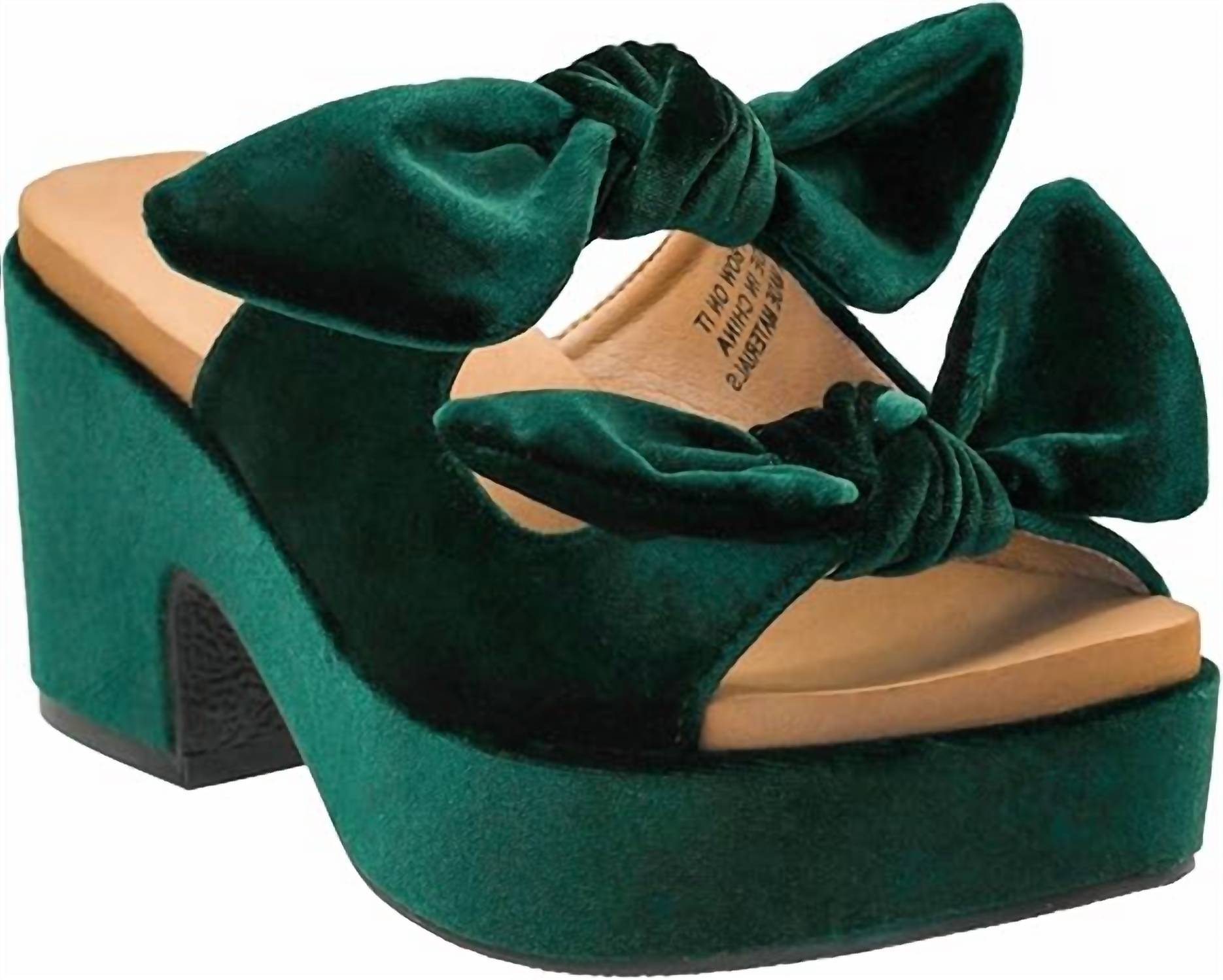 Corkys Footwear Women's Put A Bow On It Velvet Heeled Sandal in green - women's heels - view 4