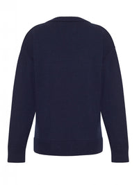 Lingua Franca Women's Just Living Is Not Enough Crewneck Sweater in navy - women's sweater - detail view