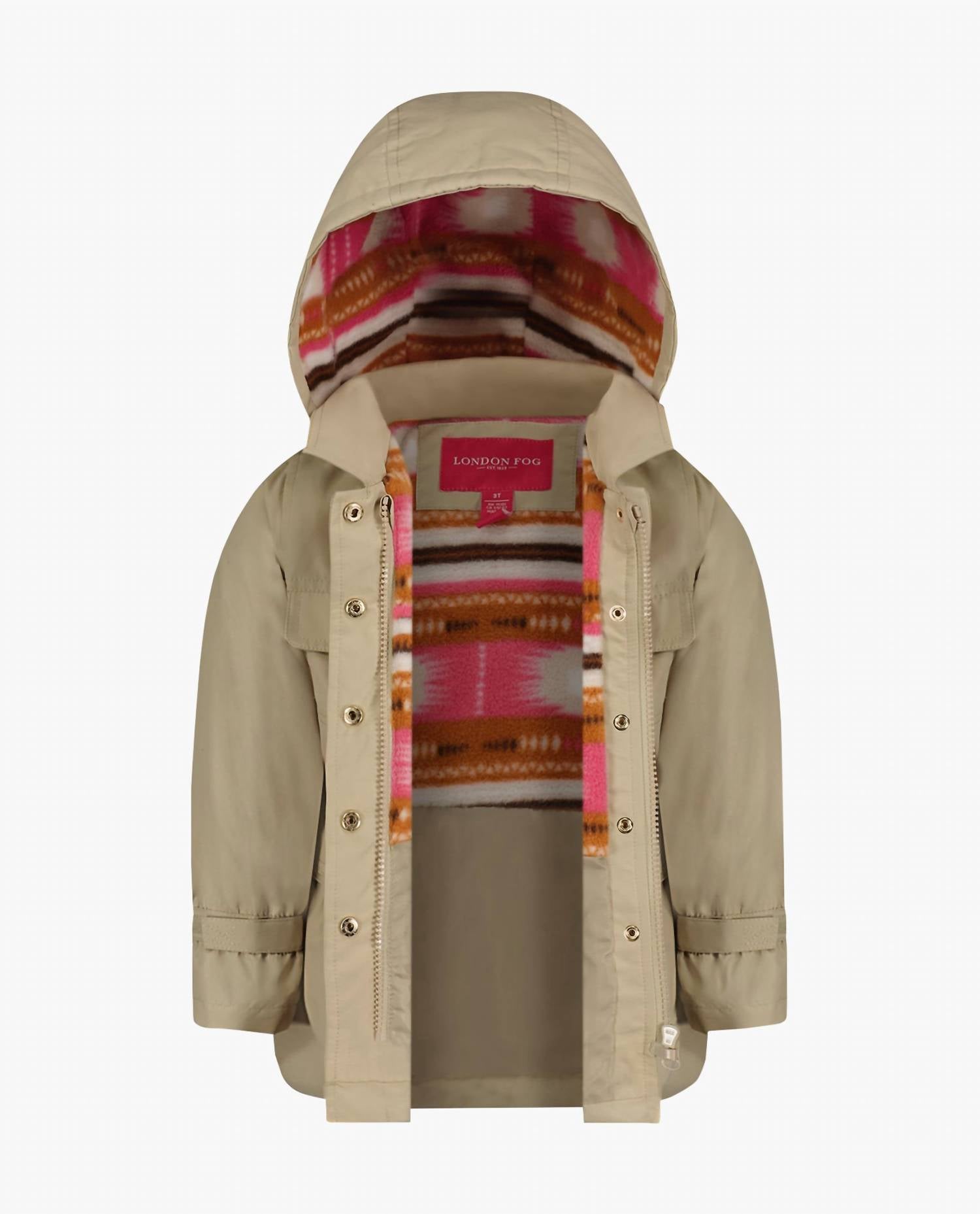London Fog - London Fog Girls Snap-Front Skirted Trench With Hood