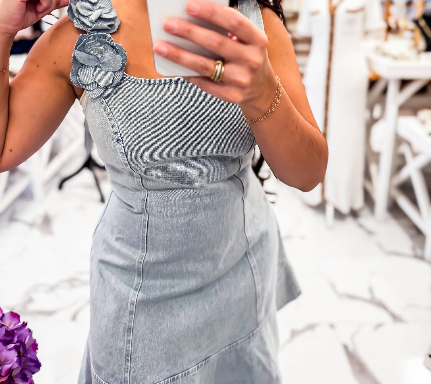 Able - Bloom Flare Denim Dress
