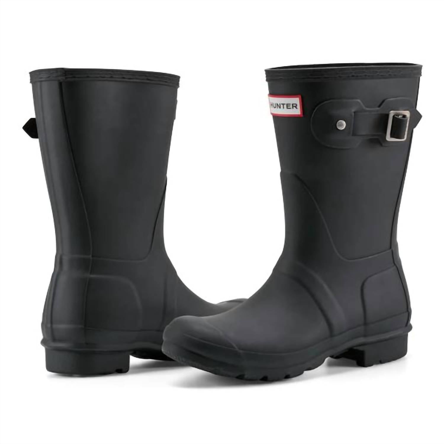 HUNTER Men's Original Short Waterproof Rain Boots in black - men's shoe - alternate view