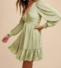Anniewear - Front Twisted Satin Mini Dress