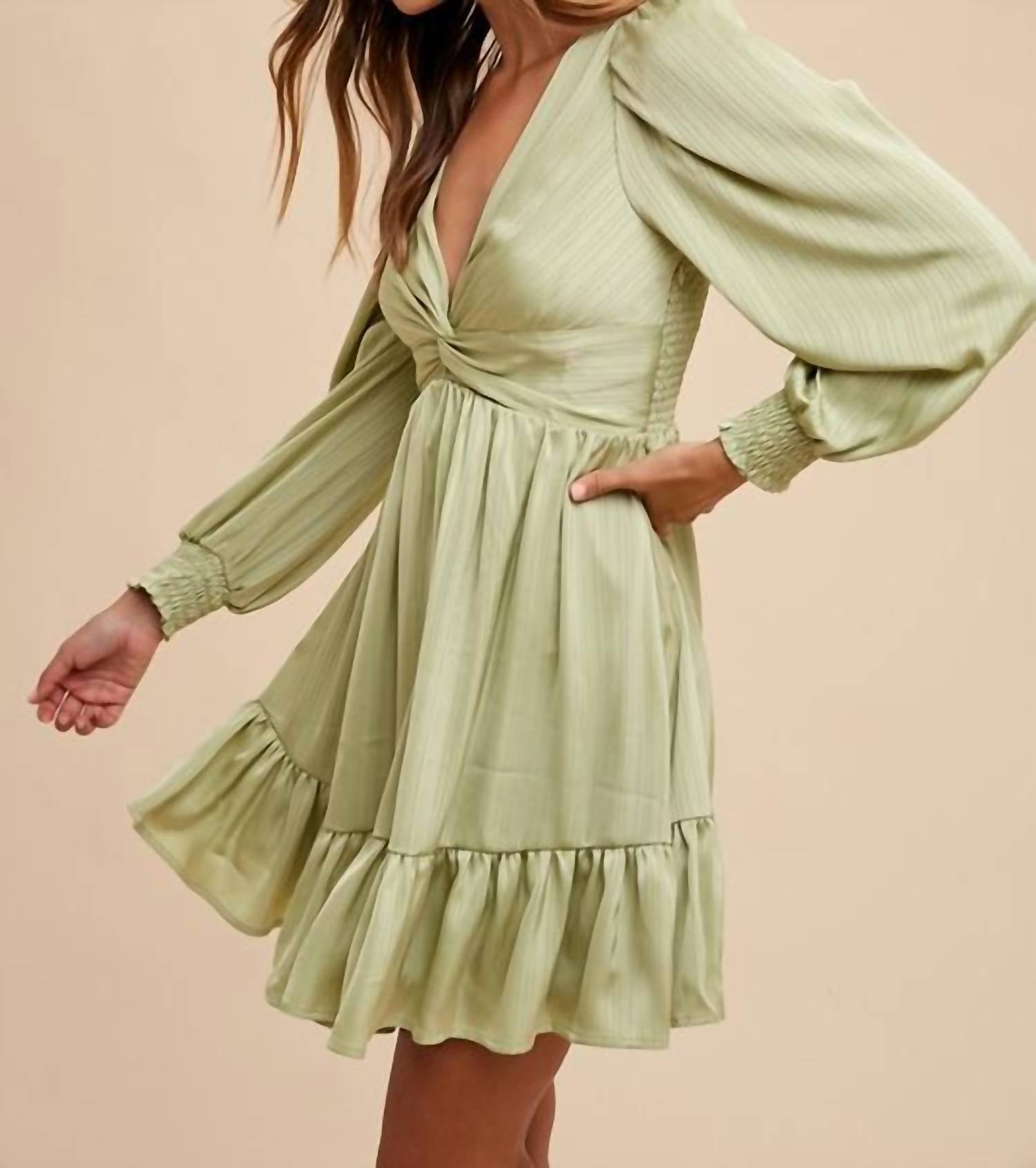 Anniewear - Front Twisted Satin Mini Dress