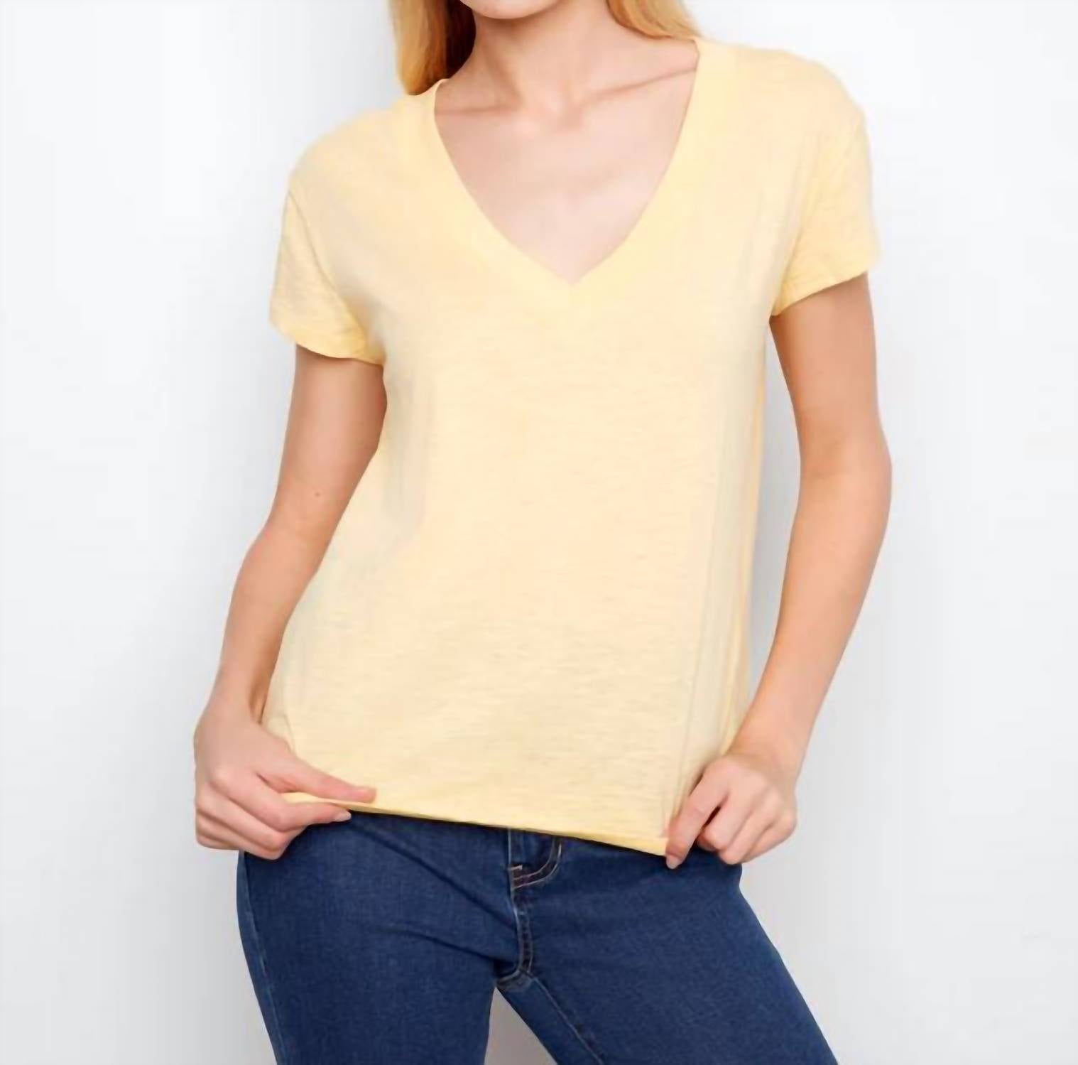 Charlie B - Organic Cotton Drop Shoulder V-Neck T-Shirt