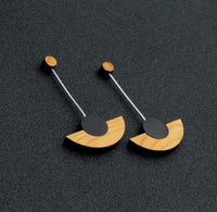 Rowena Sheen - Women's Wood Pendulum Drop Earrings