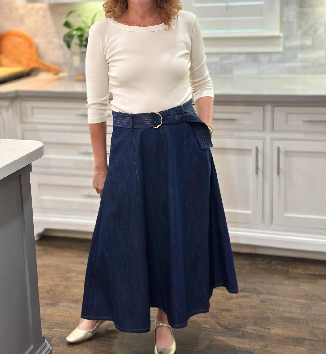 Emily Lovelock - Layla Denim Midi Skirt