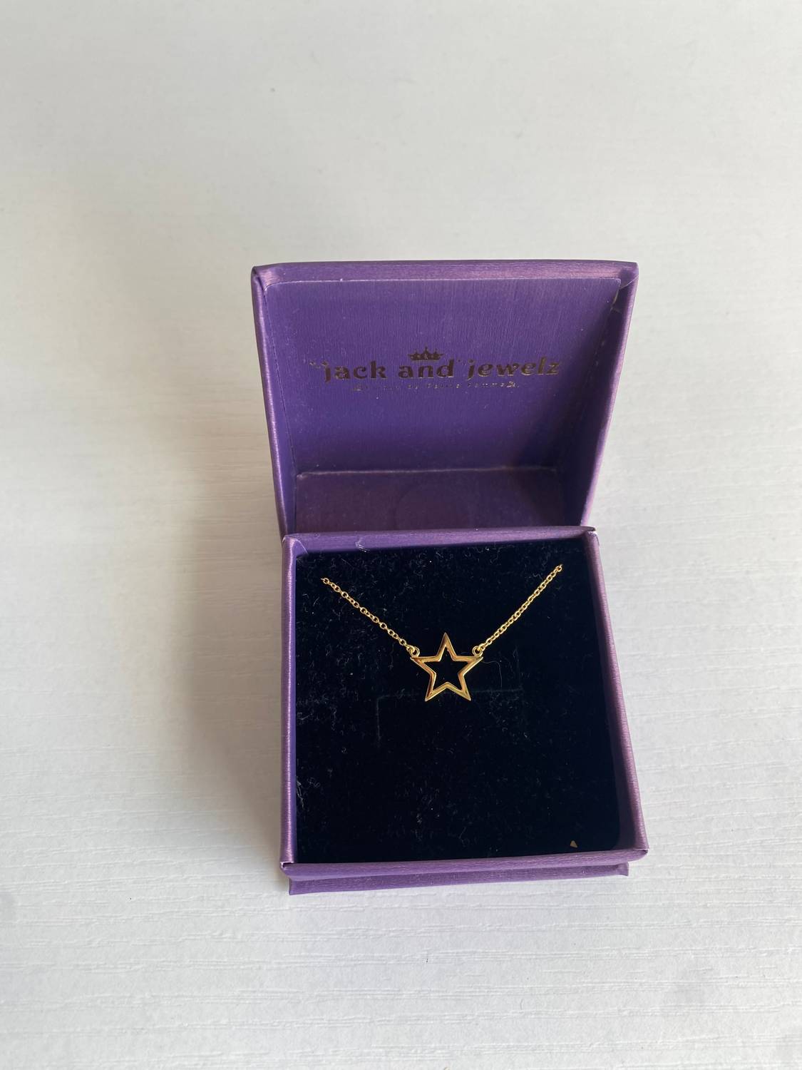 Jack and Jewelz Women's Open Star Pendant Necklace in gold - women's jewelry - detail view