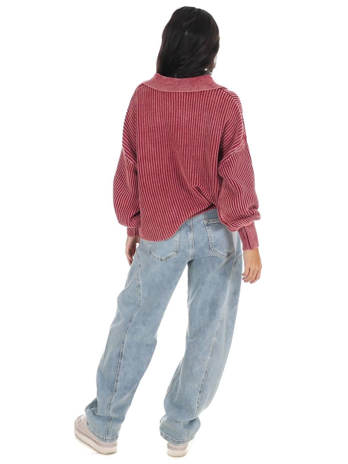 Zenana - Always on Point Collared Sweater
