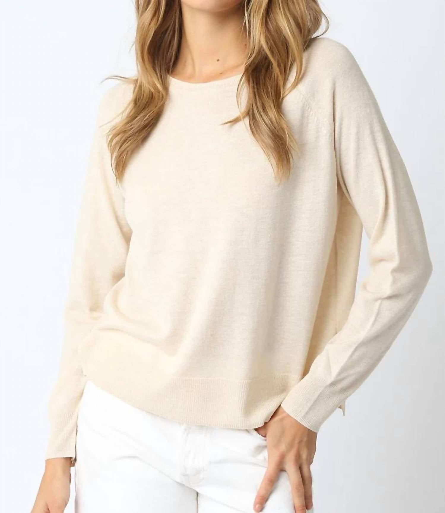 Olivaceous - Natalie Relaxed Fit Knit Sweatshirt