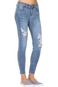 Judy Blue - Destroyed Raw Hem Skinny Jeans