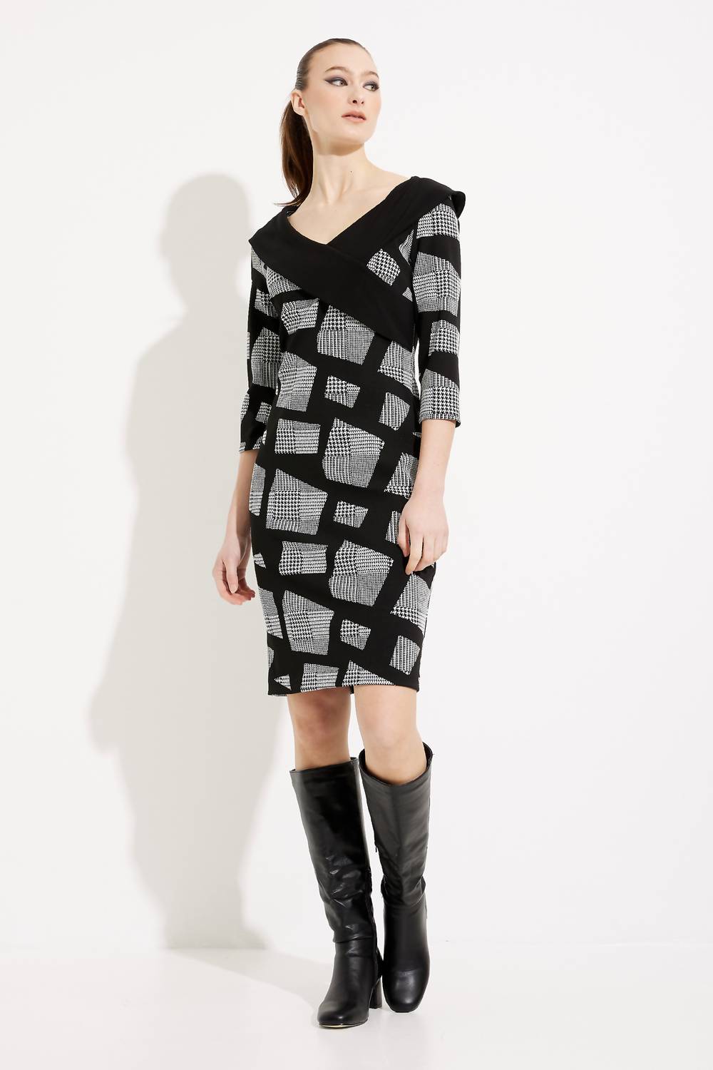 Joseph Ribkoff - GEOMETRIC PRINT SHEATH KNEE-LENGTH DRESS