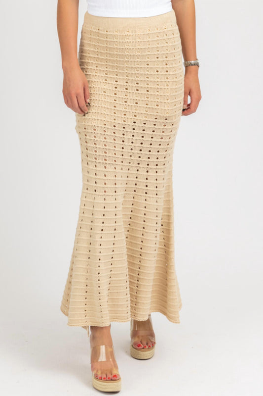 KNIT FIT AND FLARE SLIT SKIRT