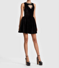 alice + olivia Ella Velvet Mini Dress in black - women's dress - view 4