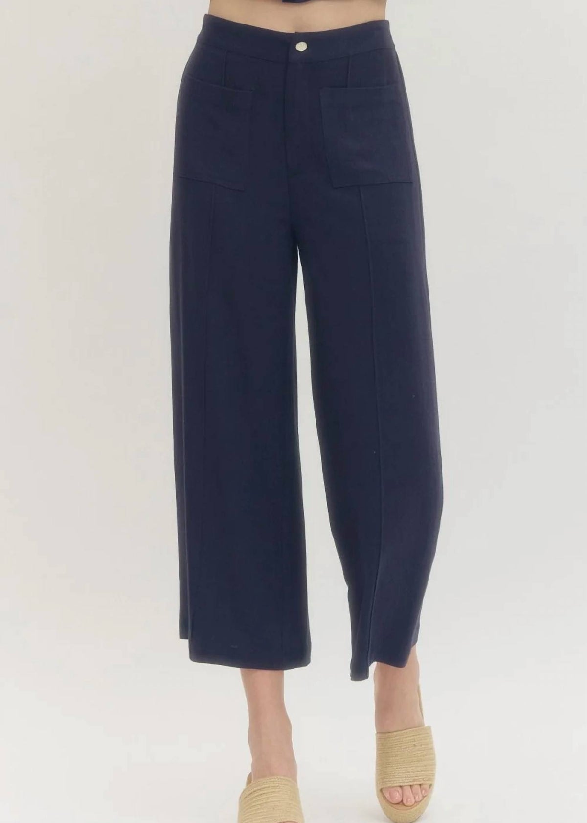 Entro - The Harper Wide Leg Linen Blend Cropped Pants