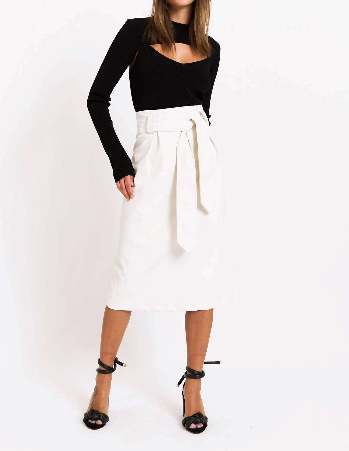 CHRISTY LYNN Paola Midi Skirt in bone - women's skirt