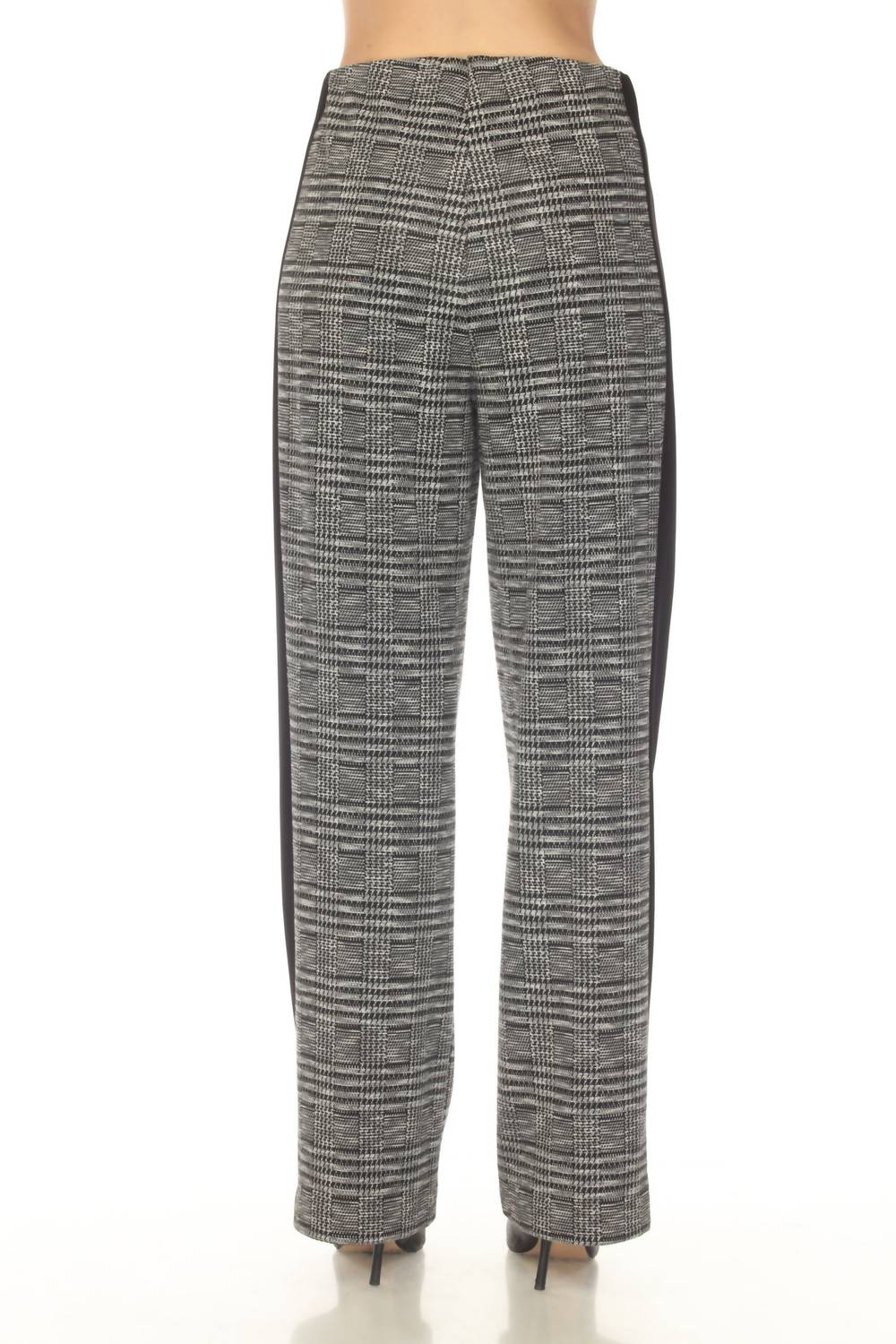 Joseph Ribkoff Glen Plaid Jacquard Wide Leg Pants in black white 1 - women's pants - alternate view