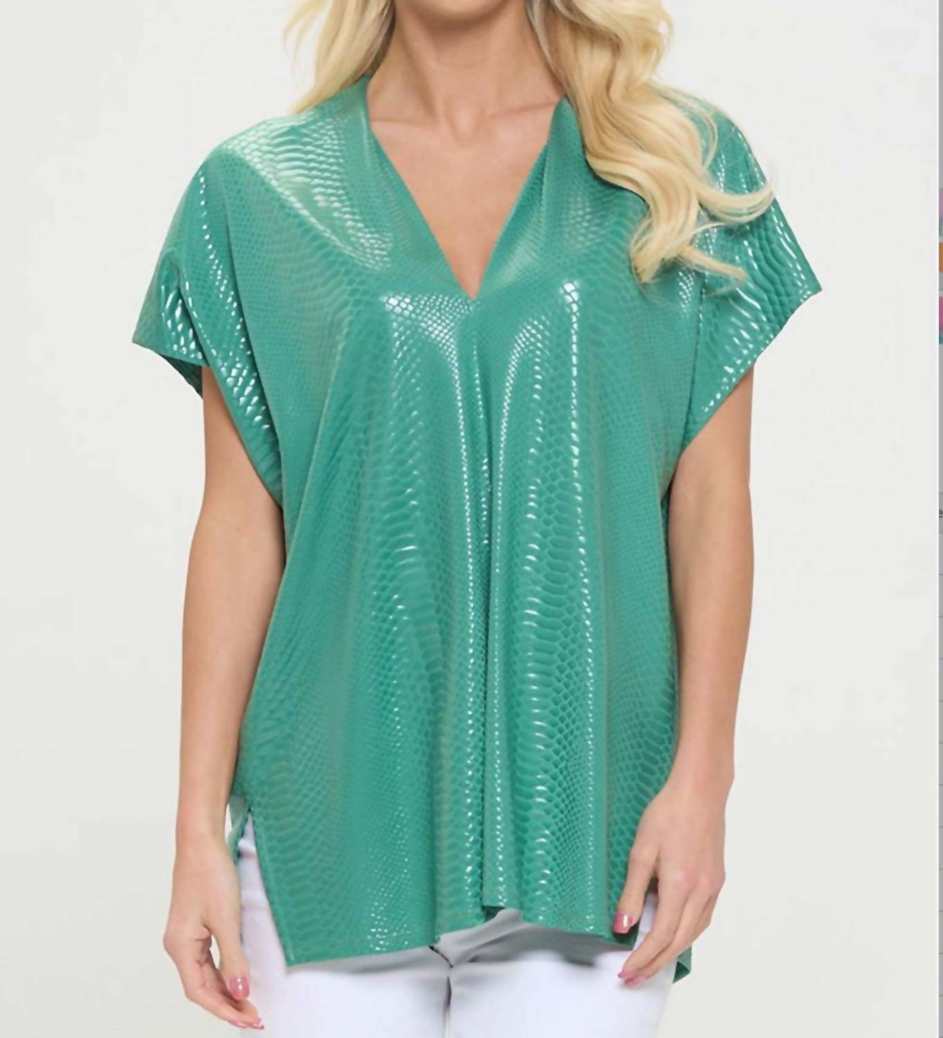 Adrienne - Mamba Print V Neck Top