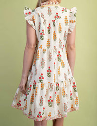 Gigio - Floral Ruffle Sleeve Mini Dress