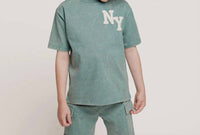 Miles Baby Boys Acid Wash Short Sleeve Tee in teal - kids' t-shirt