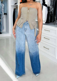 Vibrant Miu - Ombre Wide Leg Jeans