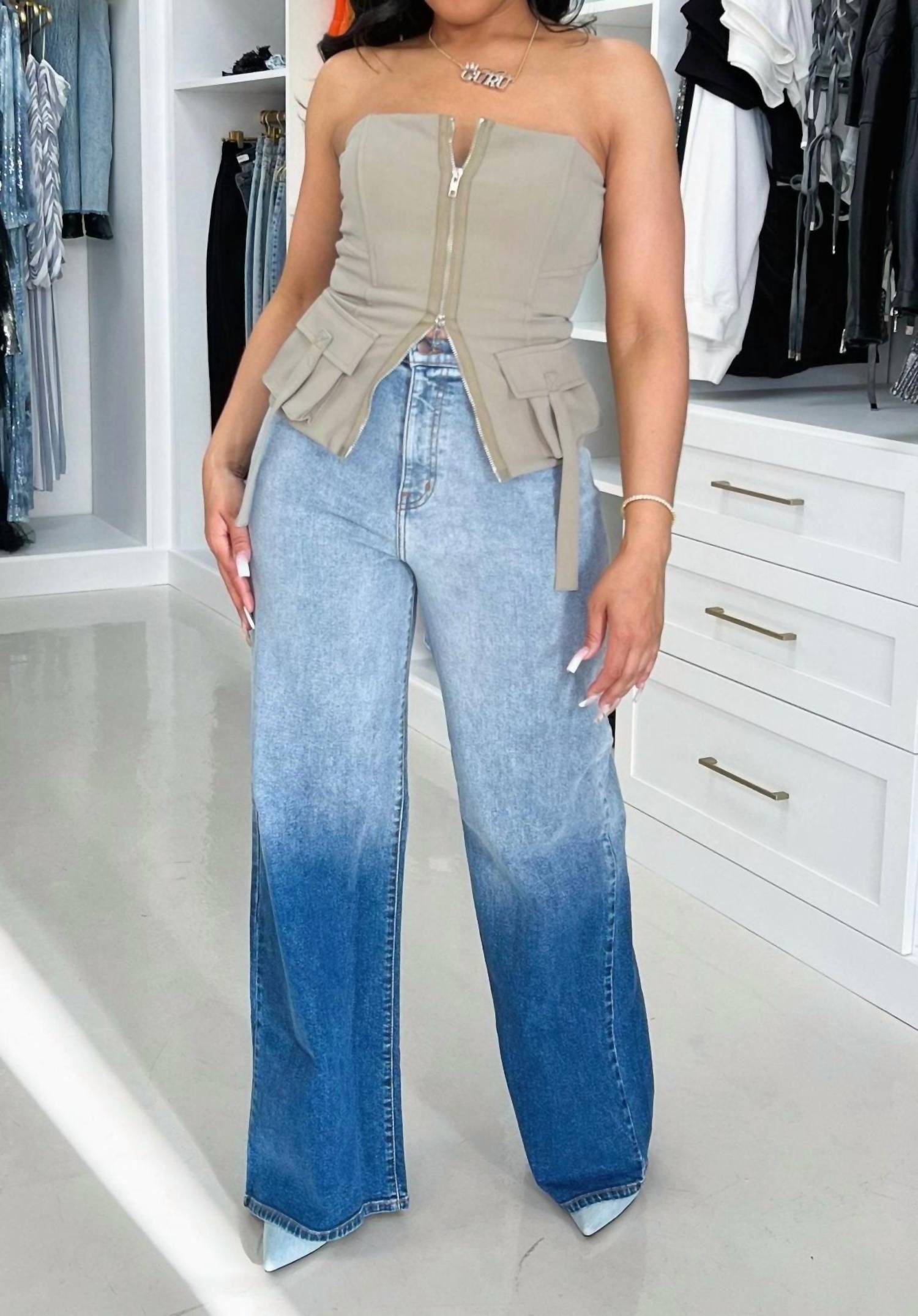 Vibrant Miu - Ombre Wide Leg Jeans