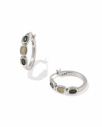 Kendra Scott Women's Mini Elisa Hoop Earrings in vintage silver black mix - women's jewelry