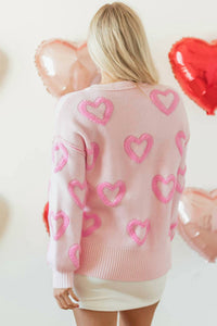 Pretty Bash - Valentine Heart Bubble Sleeve Baggy Sweater