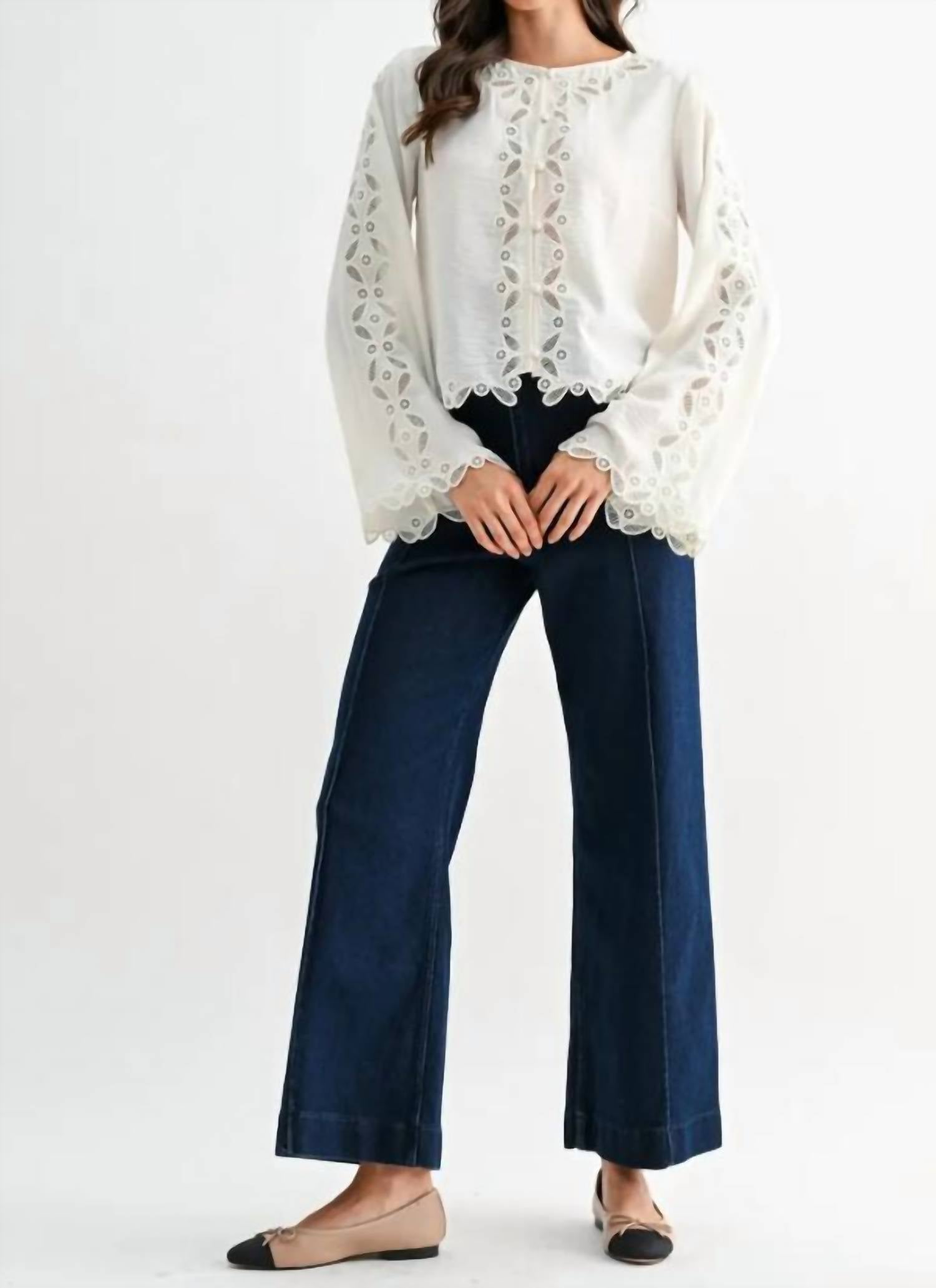 Mint Exclusives - Melanie Scallop Embroidered Lace Blouse