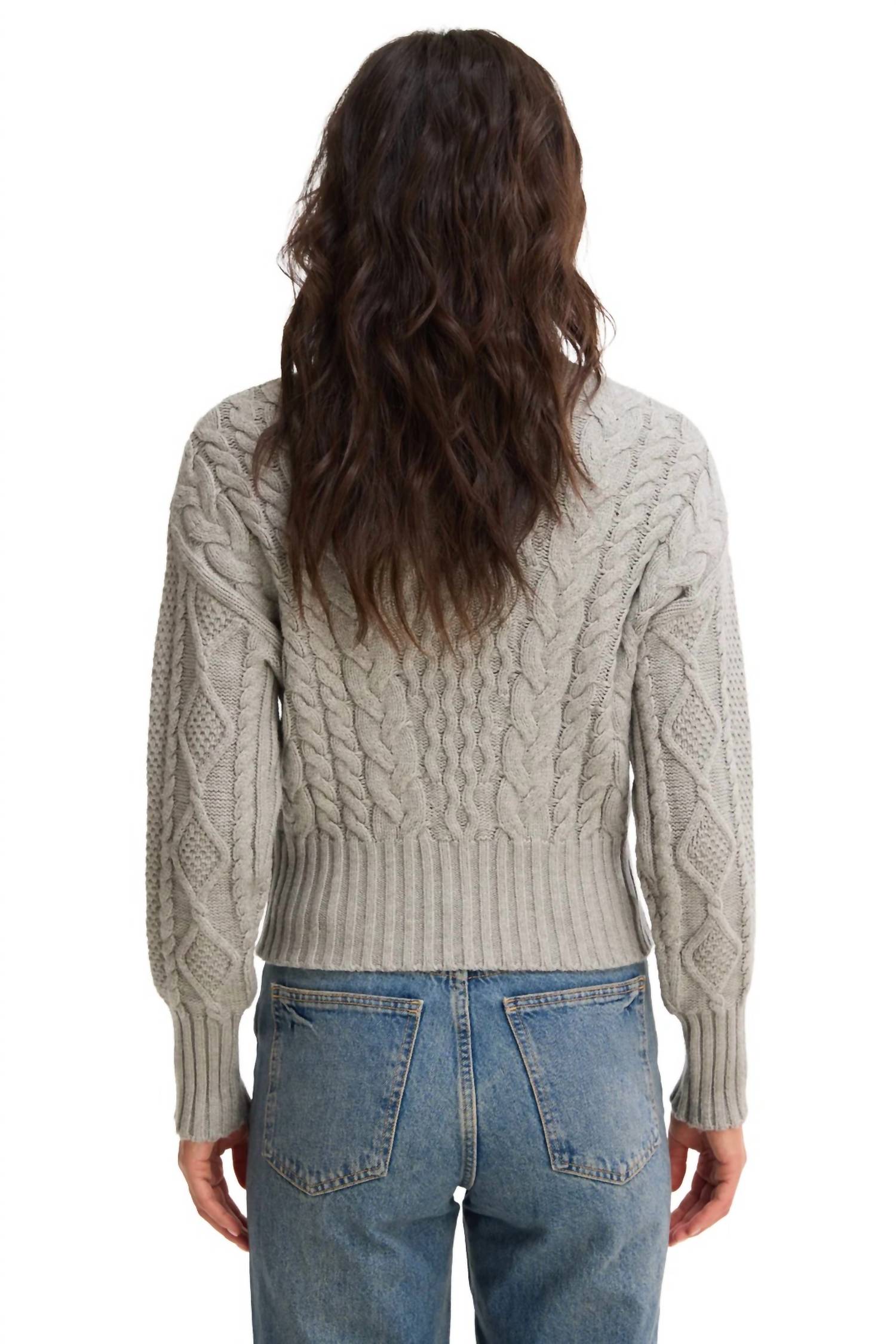 ALLISON NEW YORK Rylee Sweater in heather grey - women's sweater - detail view