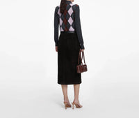 Self-Portrait - Suede Midi Skirt