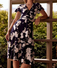Joseph Ribkoff Melinda Fit And Flare Dress in midnight blue vanilla - women's dress - view 6