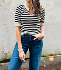 Michael Stars - Rosanna Striped Puff Sleeve Sweater