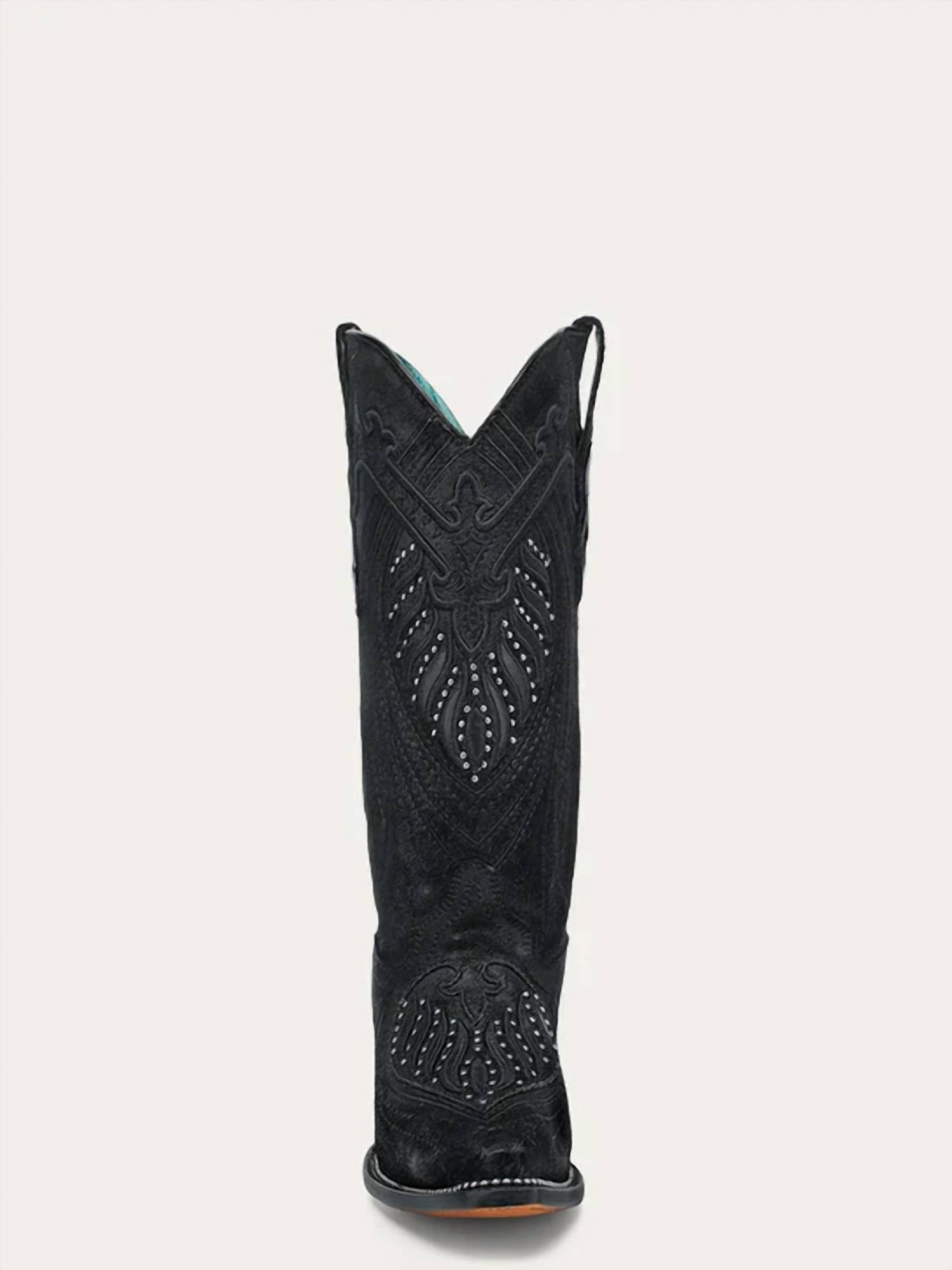 Corral - Women's Overlay Embroidery & Studs Snip Toe Cowboy Boots