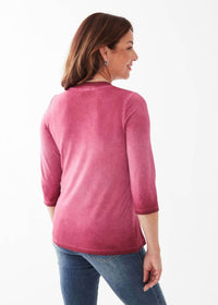 Fdj - Cecelia Ombre Garment Dyed Three Quarter Sleeve Top