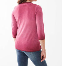 Fdj - Cecelia Ombre Garment Dyed Three Quarter Sleeve Top