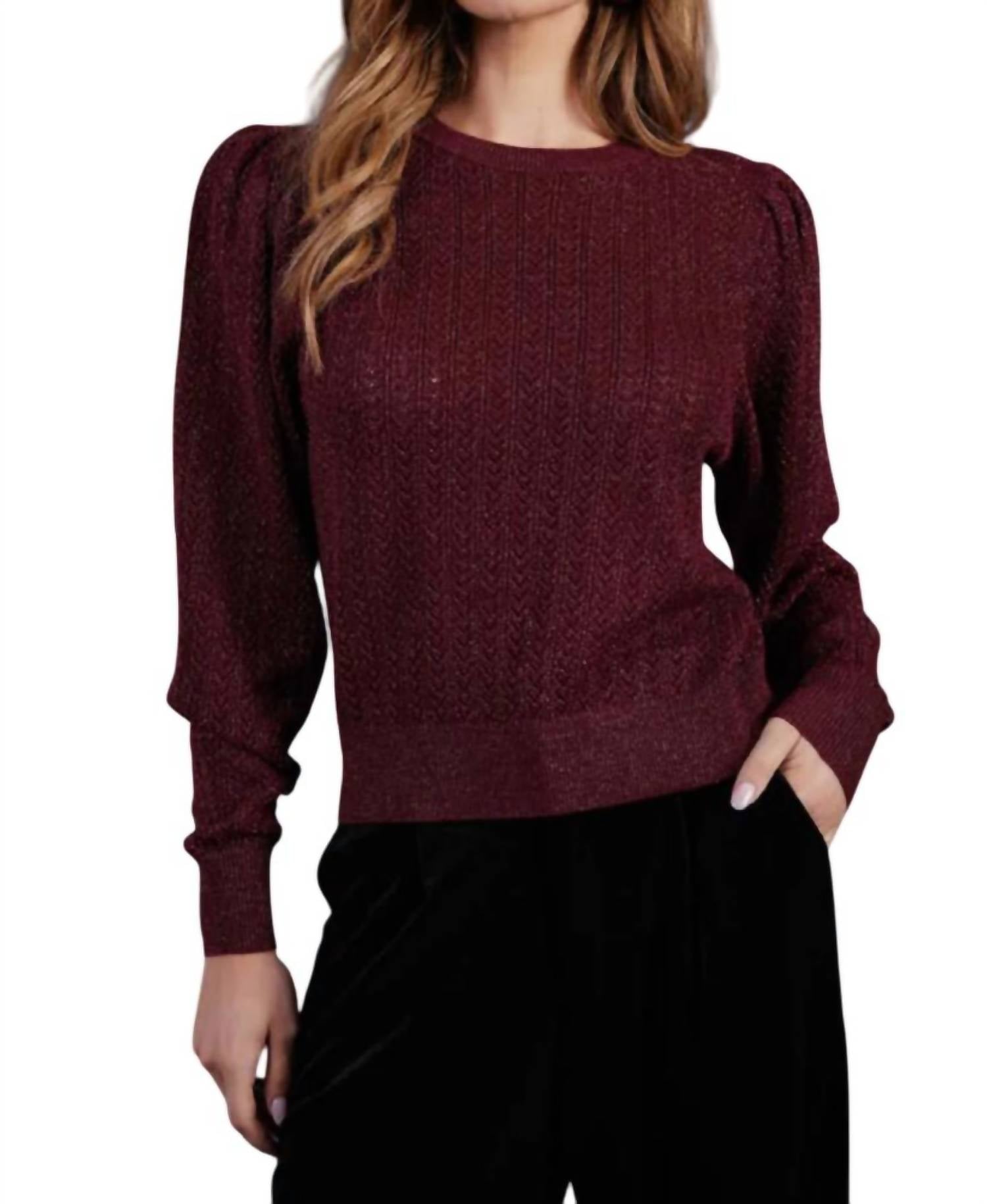 Bishop + Young - Puff Sleeve Metallic Sweater