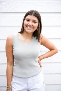 Doe And Rae - Scalloped Scoop Neck Sweater Top