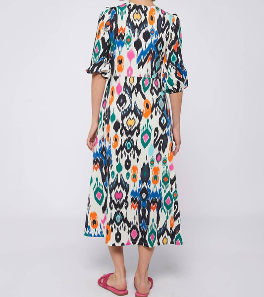 Vilagallo - Carolina Ikat Print Midi Dress