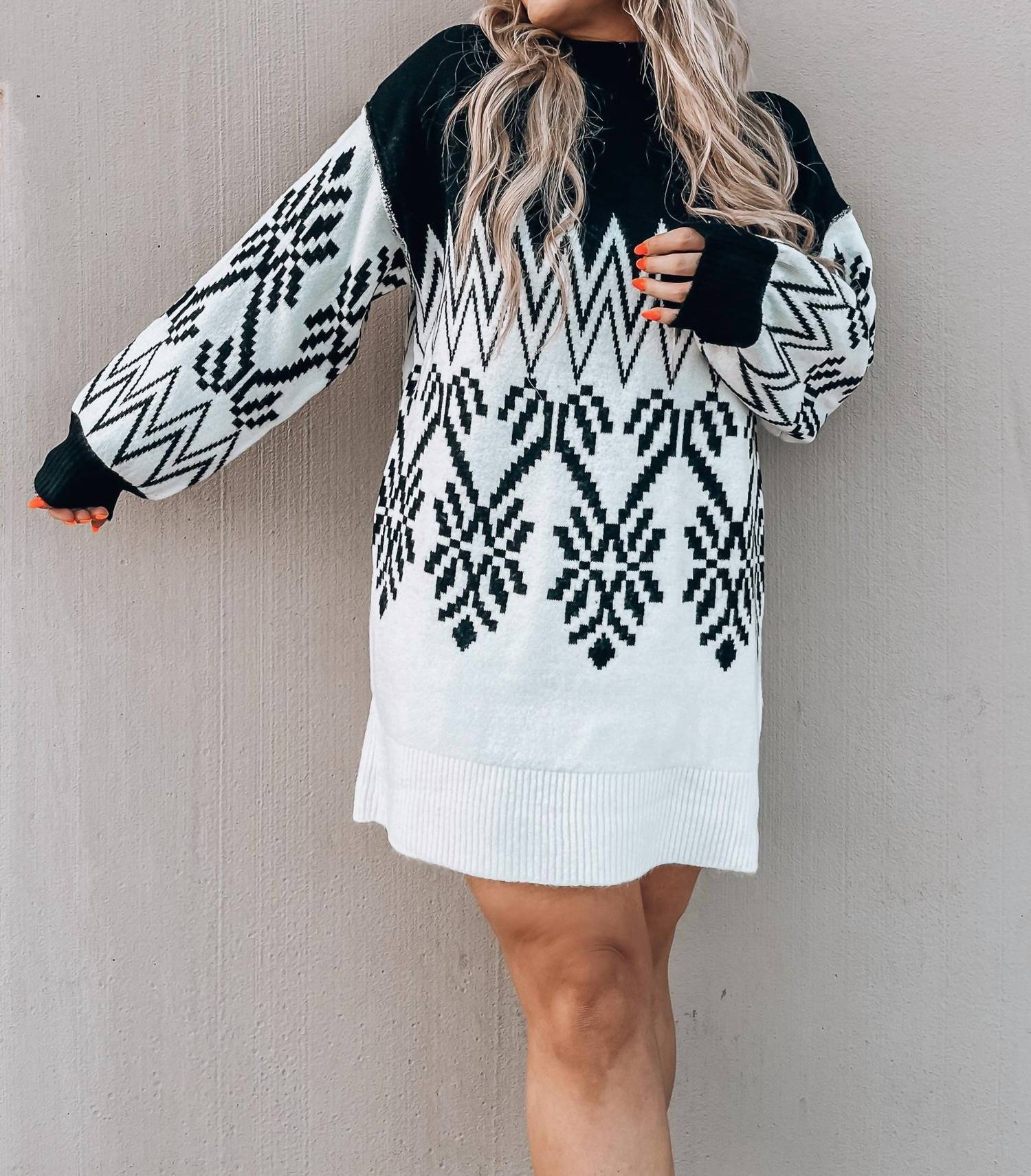 PROMESA Take Me To Aspen Mini Sweater Dress in black - women's dress - view 5