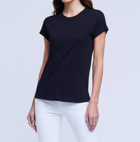 L'Agence Cory Short Sleeve Crew Neck Tee in black - women's t-shirt