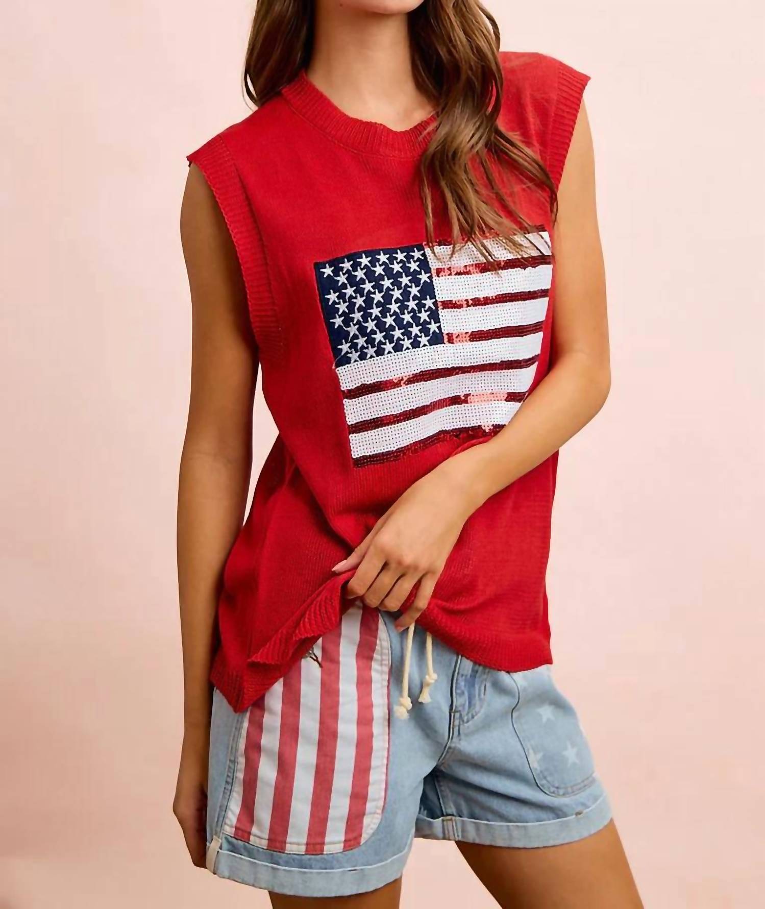 Bibi - Usa Flag Sequin Top