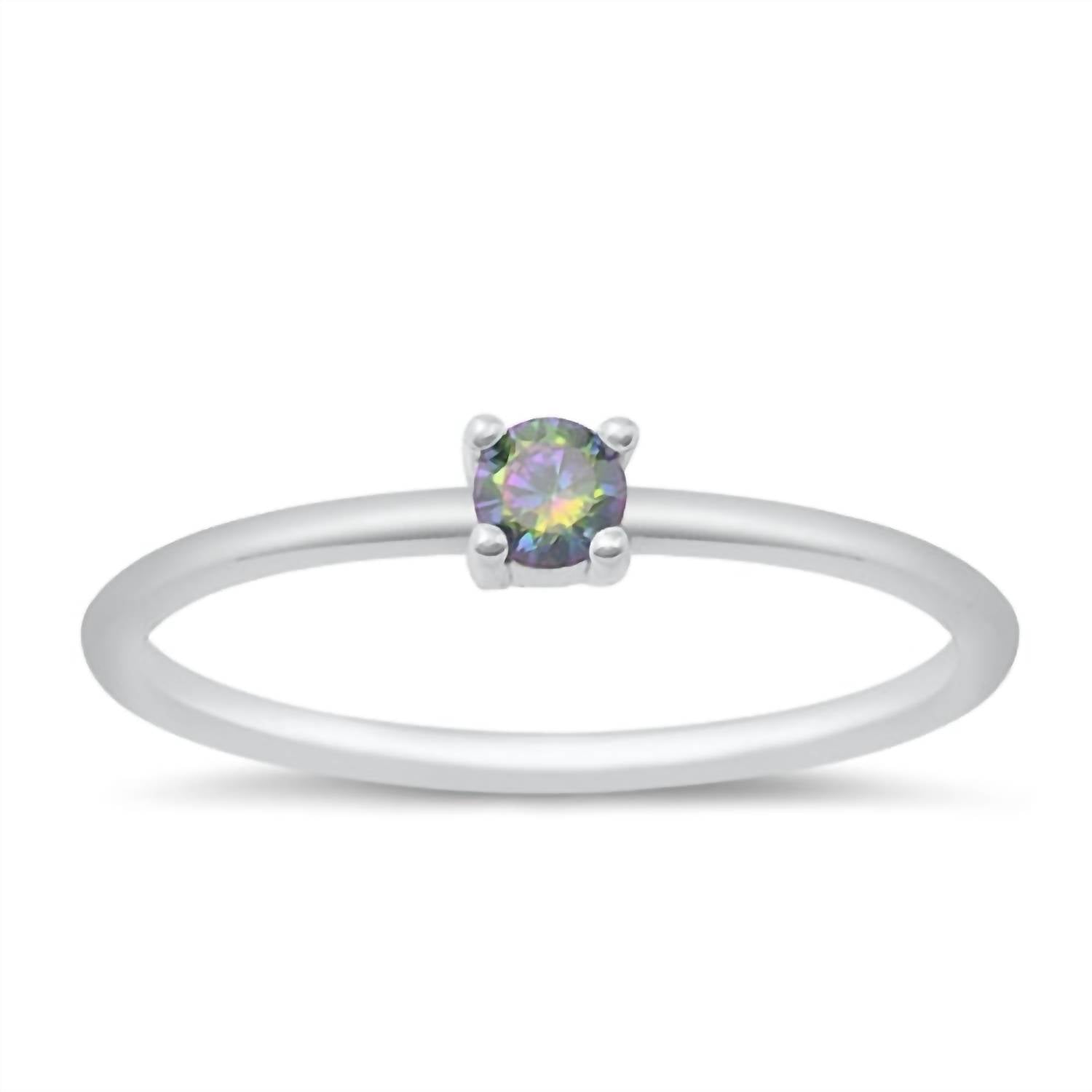 Starlette Women's Round Cut Stackable Ring in silver - women's jewelry
