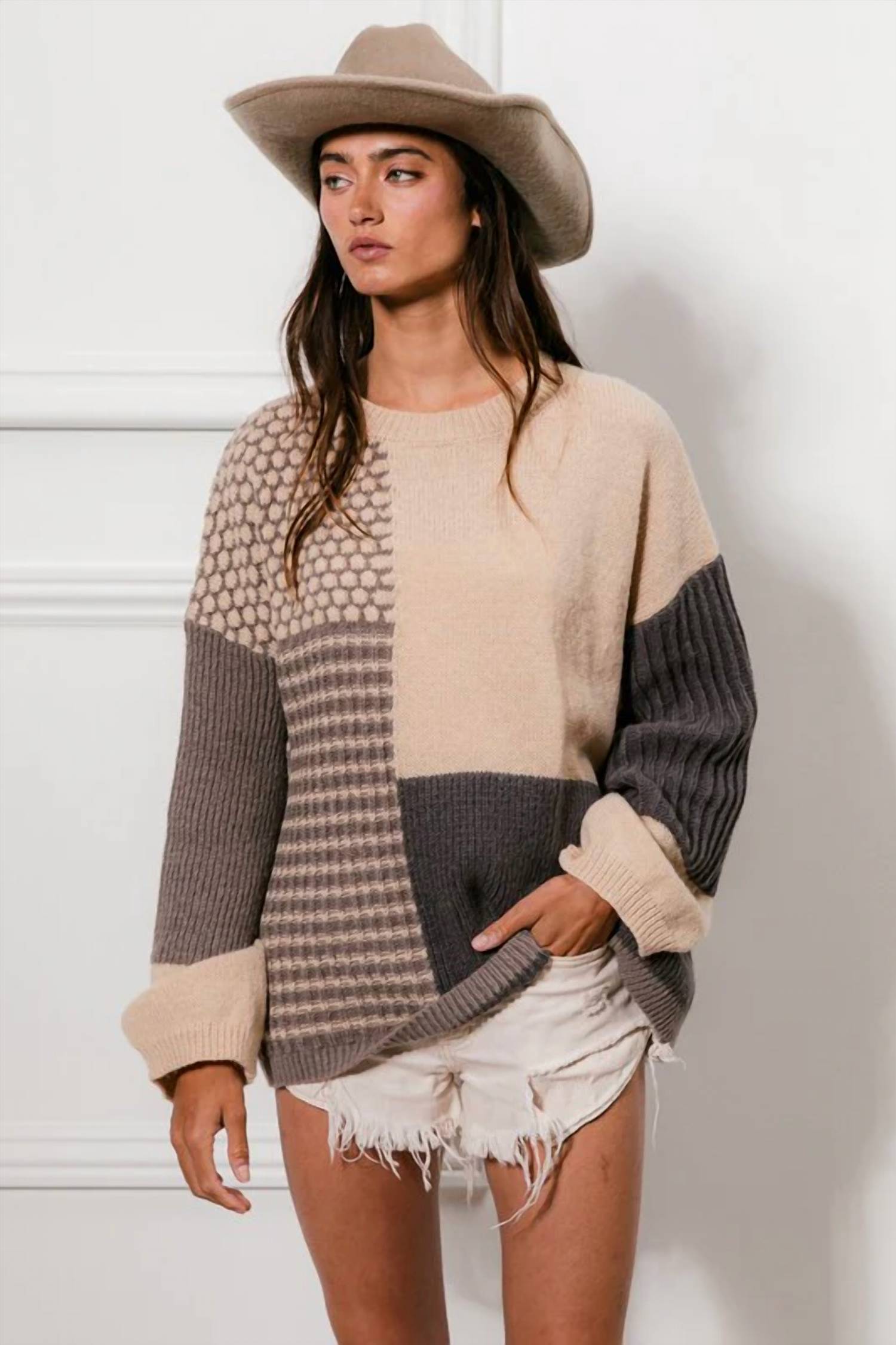 Bibi - Soft Knit Block Sweater