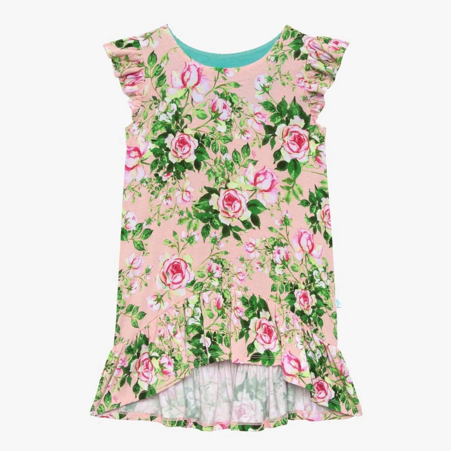 Posh Peanut - Ruffled Cap Sleeve Hi Low Dress