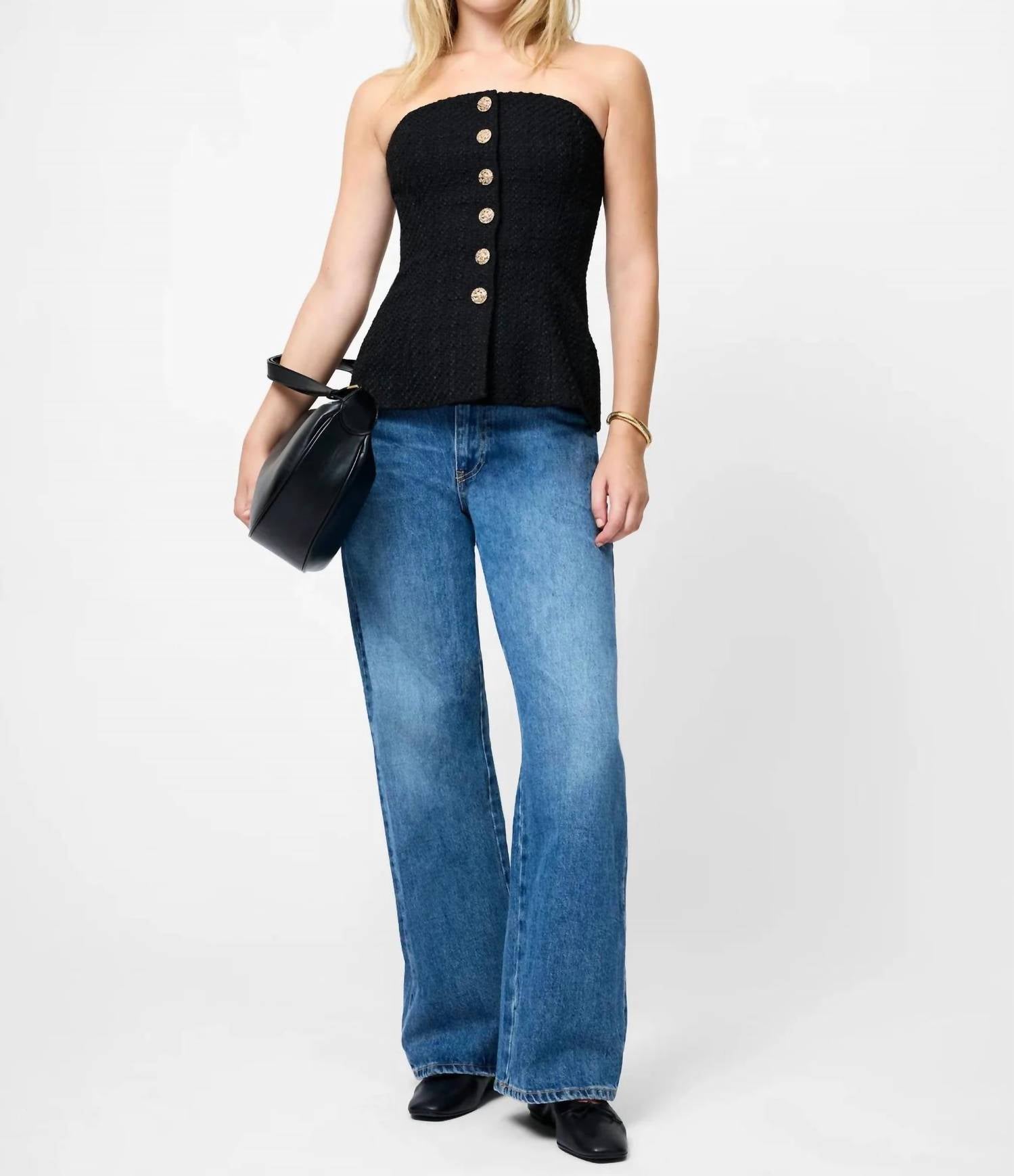 French Connection - Structured Tweed Strapless Top